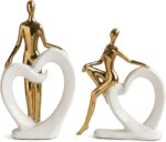 Ceramic Statues Aesthetic Abstract Couple and Heart Sculpture Modern Home Decor ... - Image 2
