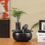 Ceramic Tabletop Fountain Water Feature Fall Indoor and Outdoor Decoration (Blac... - Image 2