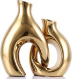 Ceramic Vase Set of 2 for Home Decor, Gold Abstract Intertwined Sculptural Vases... - Image 2