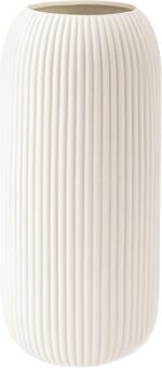 Ceramic Vase for Flowers – Modern Small Ribbed Textured Flower Vase for Home Dec... - Image 2