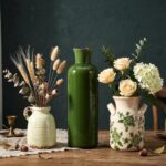 Ceramic Vases Set of 3,Green & Beige Farmhouse Vintage Rustic Boho Decorative Va... - Image 2
