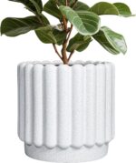 Ceramicfor Ceramic Flower Pots - 12 Inch Plant Pot Indoor Outdoor, Fluted Large ... - Image 2