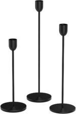 ChefBee Black Tall Candle Candlestick Holder, 3PCS Taper Pillar Candle Sticks St... - Image 2