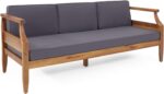 Christopher Knight Home Aston Outdoor 3 Seater Sofa - Acacia Wood - Teak/Dark Gr... - Image 2
