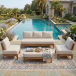 Christopher Knight Home George Modern Acacia Wood Patio Furniture Set, Sectional... - Image 2
