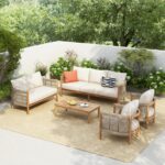 Christopher Knight Home Havets 5 Pieces Outdoor Acacia Furniture Set, Woven Rope... - Image 2