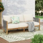 Christopher Knight Home Havets 77"W Outdoor 3 Seater Sofa, 6" Thick Cushion Couc... - Image 2