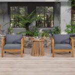Christopher Knight Home Lucy Acacia Wood Outdoor Patio Furniture Set, 3 Pieces P... - Image 2