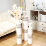 Cinnvoice Tall Floor Vase Set of 3, 32"/27"/22" White Metal Extra Large Decorati... - Image 2