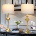 Cinyirong 28.75" Gold Table Lamps for Living Room,Touch Lamps for Bedrooms Set o... - Image 2
