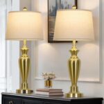 Cinyirong 30" Tall Gold Table Lamps Set of 2, Touch Control Bedside Lamp with US... - Image 2