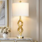 Cinyirong 30" White and Gold Table Lamp for Living Room, Modern Touch Control Be... - Image 2