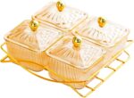 Clear Serving Bowls Set with Gold Metal Rack, 4pcs Divided Serving Dishes Appeti... - Image 2
