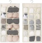 Closet Hanging Organizer with Mesh Pockets & Rotating Metal Hanger,Dual Sided Wa... - Image 2