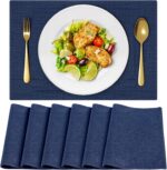 Cloth Placemats, Set of 6 Heat-Resistant Cotton Linen Blend Double Layered Machi... - Image 2