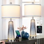 Coastal Glass Table Lamps for Living Room, 26" Table Lamps with USB A+C Ports & ... - Image 2
