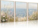 Coastal Wildflower Wall Art Beach Floral Canvas Wall Decor Vintage Coastal Lands... - Image 2