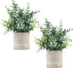 Coferset 2 Pack Small Fake Plants Eucalyptus Potted Artificial Plants for Shelf ... - Image 2