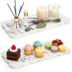 Coloch 2 Pack White Scalloped Marble Boards, 12”x5” Marble Serving Tray with Ant... - Image 2