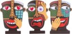 Colorful Abstract Face Sculpture Set of 3 - Modern Cubist Resin Statues for Home... - Image 2