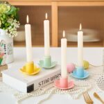 Colorful Ceramic Candlestick Holders Set of 4, Cute Easter Taper Candle Holders ... - Image 2