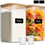 ComSaf 1.2 Gallon Wide Mouth Flour Sugar Storage Containers 2 Pcs, 4.6 Qt Glass ... - Image 2