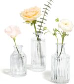 ComSaf Glass Bud Vases Set of 3, Small Flower Vases in Bulk, Mini Ribbed Vases f... - Image 2