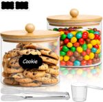 ComSaf Half Gallon Cookie Jar, Large Glass Jar with Lid Set of 2, 1.8 Qt Glass F... - Image 2