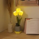 Cordless Flower Table Lamp, LED Battery Operated Portable Light, 2 AA Batteries ... - Image 2
