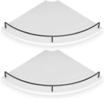 Corner Floating Shelves, Rustic Brown Wood, Set of 2, Wall Mount Storage with Gu... - Image 2