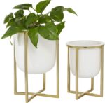CosmoLiving by Cosmopolitan Metal Indoor Outdoor Planter Dome Small Planter Pot ... - Image 2
