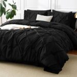 CozyLux California King Comforter Set Black, Cal King Pintuck Bed in A Bag 7 Pie... - Image 2
