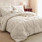 CozyLux King Size Comforter Set Beige, 7 Pieces Bed in A Bag Beige Comforter Kin... - Image 2