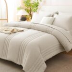 CozyLux King Size Comforter Sets - 7 Piece Bed in a Bag Beige Comforter Set with... - Image 2