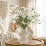 Cream Ceramic Vase, Modern Boho Coastal Decor, Coral Design Decorative Vase for ... - Image 2