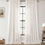 Cream Natural Linen Curtains 84 inch Length 2 Panels Set Neutral Rustic Farmhous... - Image 2