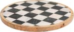 Creative Co-Op Checkered Lazy Susan in Mango Wood and Marble, White, Black and N... - Image 2