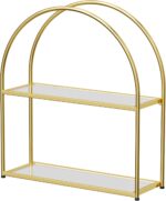 Crofy Gold Arched Frame Wall Shelf, Decorative 2 Tier Bathroom Wall Shelf with T... - Image 2