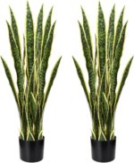 Crowye 2 Pack 3.15 Ft Tall Artificial Snake Plant Faux Sansevieria Plant Large F... - Image 2