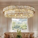 Crystal Chandelier, 31" 12-Light Large Chandelier for Living Room, Round Gold Ch... - Image 2