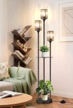 Crystal Floor Lamps for Living Room, Glass Modern Floor Lamp with Shelves, Mid C... - Image 2