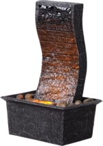 Curved Panel Tabletop Water Fountain LED - Lit - Unique Decorative Waterfall for... - Image 2