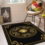 Custom Luxury Black and Gold Rug – Handmade Baroque Medusa-Inspired Area Carpet,... - Image 2