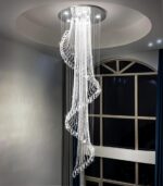 D24'' x H78'' Modern Crystal Chandelier for Foyer Glam Chandelier High Ceiling C... - Image 2