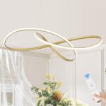 D31.5in Modern LED Chandelier Gold Ring Chandelier High Ceiling Contemporary wit... - Image 2