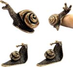 DAMULINS 4Pcs Small Brass Snail Statue Decor,Mini Retro Copper Animal Metal Scul... - Image 2