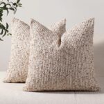 DEZENE Striped Throw Pillow Covers 18x18 Set of 2 Beige Textured Boucle Chic Mor... - Image 2