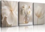 DIACEES 3 Pcs White Peony Wall Art Beige Floral Wall Decor Neutral Modern Aesthe... - Image 2
