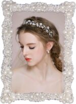 DIKAR 4x6 Picture Frame with Rhinestones and Pearls for Wedding Gift, Wedding Pi... - Image 2