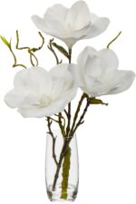 DILATATA Faux Flowers in Vase 15.4" Magnolias Flowers Arrangement with Faux Wate... - Image 2